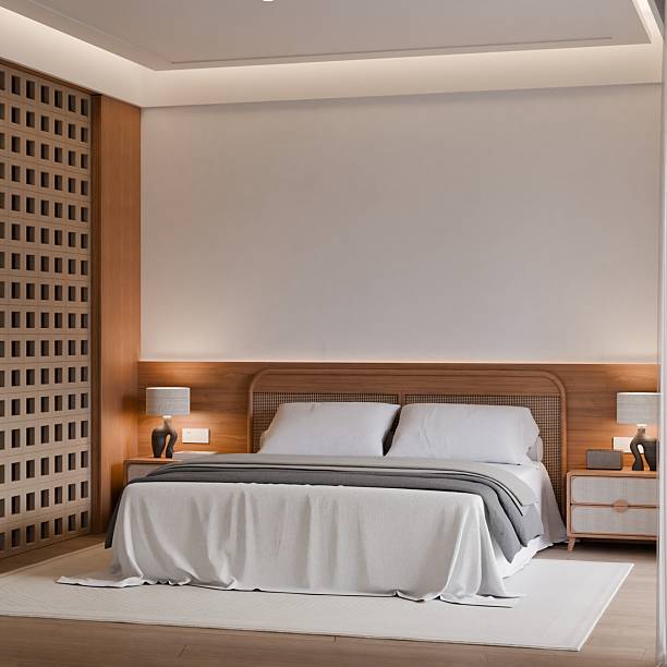 istock Modern Minimalist Japandi Bedroom Interior Frame Poster Mockup 2234593890