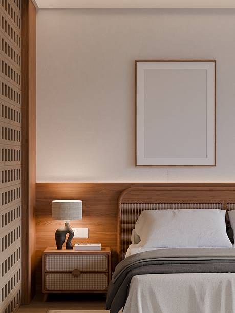 istock Modern Minimalist Japandi Bedroom Interior Frame Poster Mockup 2234593978