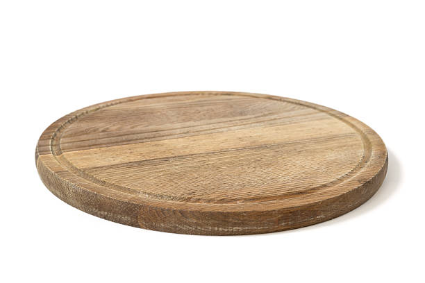 istock Wooden round board. Pizza board isolated on white background 2234605001
