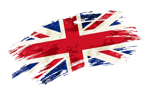 British flag brush stroke grunge background. Vector illustration.