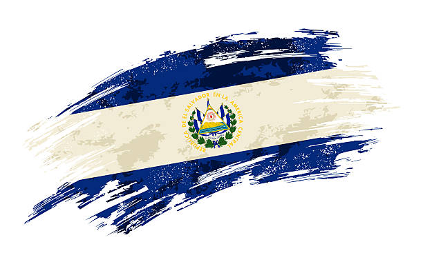 El Salvadoran flag brush stroke grunge background. Vector illustration.