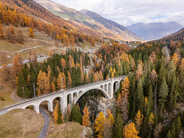 istock Stone Arch Railway Bridge in Autumn Mountains 2234608486