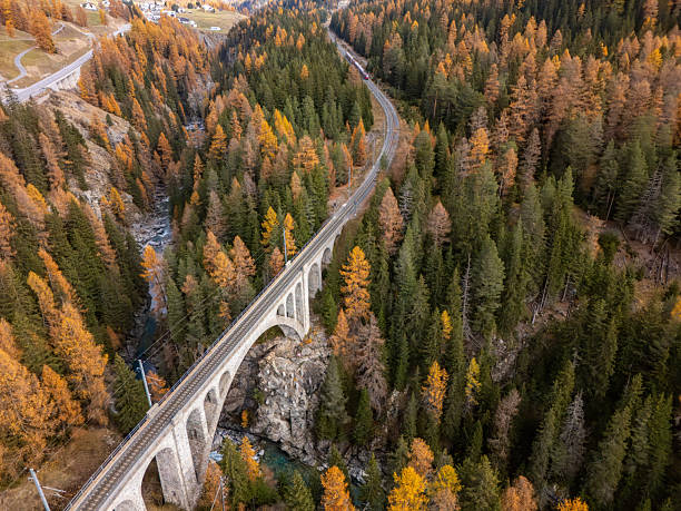 istock Mountain Road and Railway Bridge in Autumn 2234611434