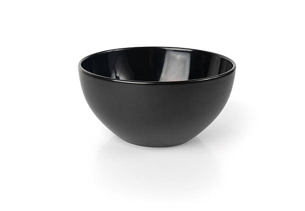 istock Empty bowl isolated, black plate banner, dark porcelain dish mockup, kitchen template 2234617430