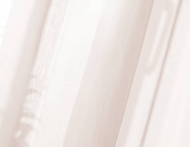 istock Sunlight on curtain, blurred shadow tulle background, sheer curtains, silk veil fabric 2234617484