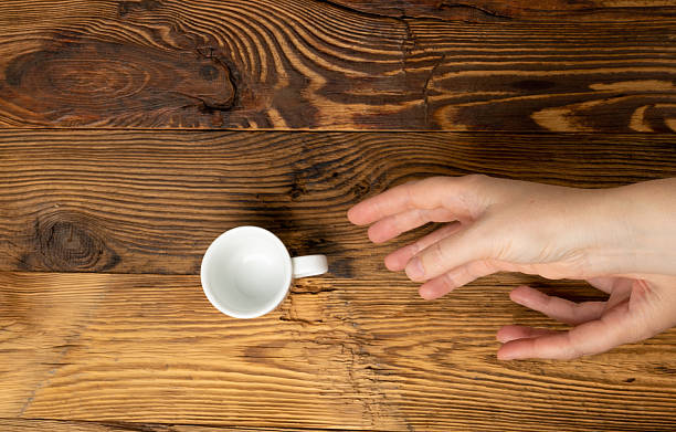 istock Hand Grabs Cup, Hands Reaching Empty Cup, Coffee Mug, Teacup, Hot Beverage Mockup, Cup in Arms 2234618552