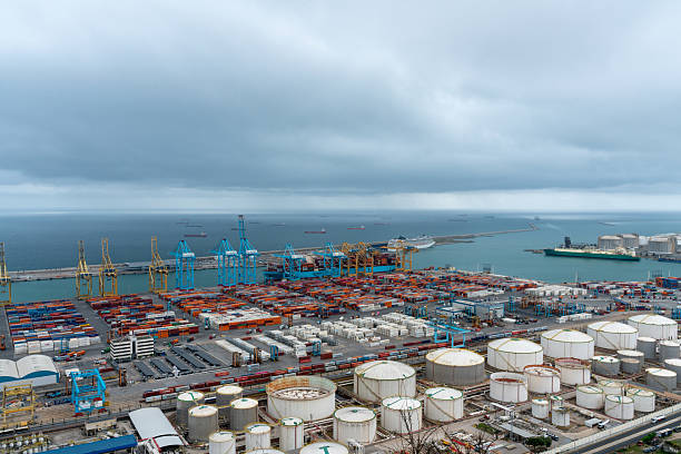 Barcelona seaport, containers.