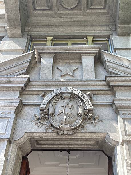 istock Shield and Star with Broken Pediment With Relief Pillars 2234619511