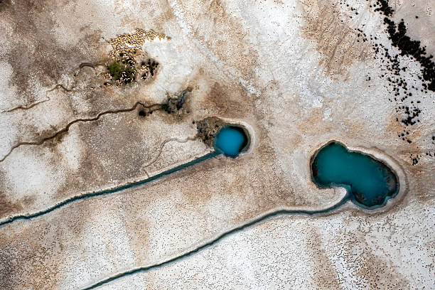 istock NATURAL GROUNDWATER SOURCECracked dry soil and shrinking lakes. PATTERNS emerging in nature, abstract shapes, drought and climate crisis, water scarcity, global warming, and drying soils.DRONE photo 2234619761