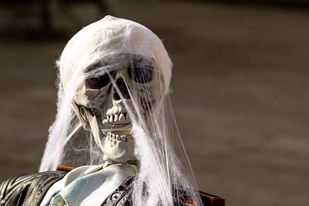 Eerie Halloween decor with shallow depth of field