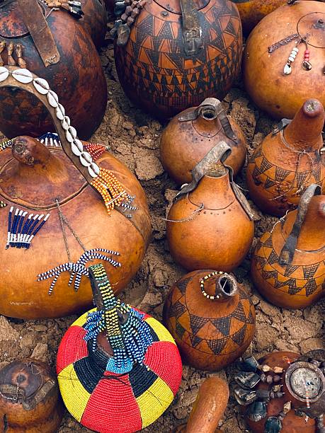 istock Decorated Calabash Gourds with Beadwork, Turmi Market Ethiopia 2234634256