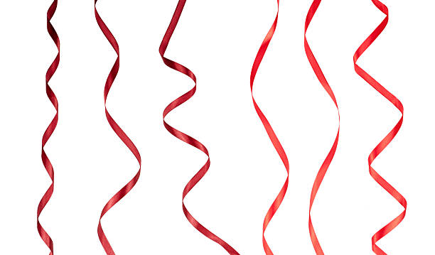 istock set of red curly ribbon band strings hanging isolated on white 2234635679