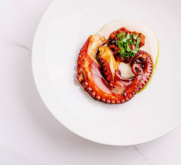 istock Elegantly presented octopus dish with vibrant sauce and herbs 2234636622