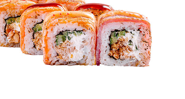 istock Sushi rolls displayed on a white background with vibrant colors and textures 2234637074