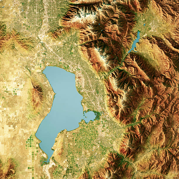 istock Utah Lake Provo Canyon Satellite Topographic Map 3D Render Color 2234637248