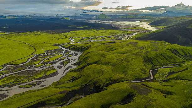 istock Aerial View of Iceland's Braided Rivers and Triangular Mountain 2234637981