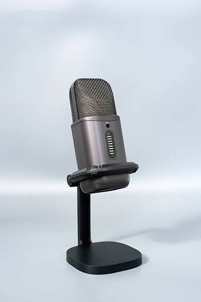 istock Sleek black microphone on stand with adjustable tilt for professional audio recording 2234639473