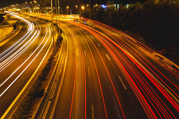 istock Night traffic light trails on Kifisos highway in Athens, Greece. 2234643892