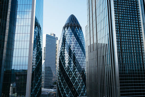 istock Modern skyscrapers in a city skyline featuring glass facades and distinctive architectural designs 2234646007
