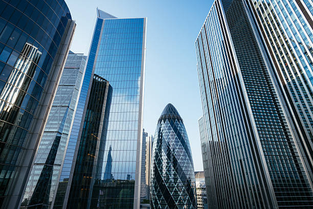 istock Modern skyscrapers in a city skyline featuring glass facades and distinctive architectural designs 2234646020
