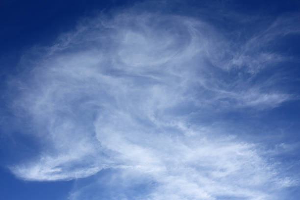 Natural backgrounds. Cloudscape. Beautiful blue sky with cirrus and cirrostratus clouds.