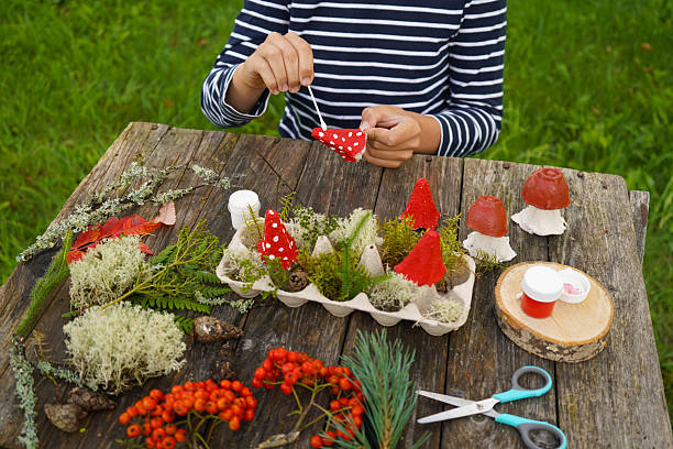 istock Step-by-step instructions on how to make autumn mushrooms from a cardboard egg carton. 2234659100