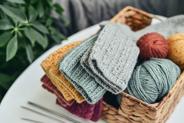 istock Hand-knitted woolen socks of different colors 2234661649