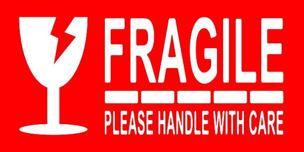 istock Fragile horizontal sticker design with glass icon and bold text provides safety warning for delivery and packaging needs. 2234663922