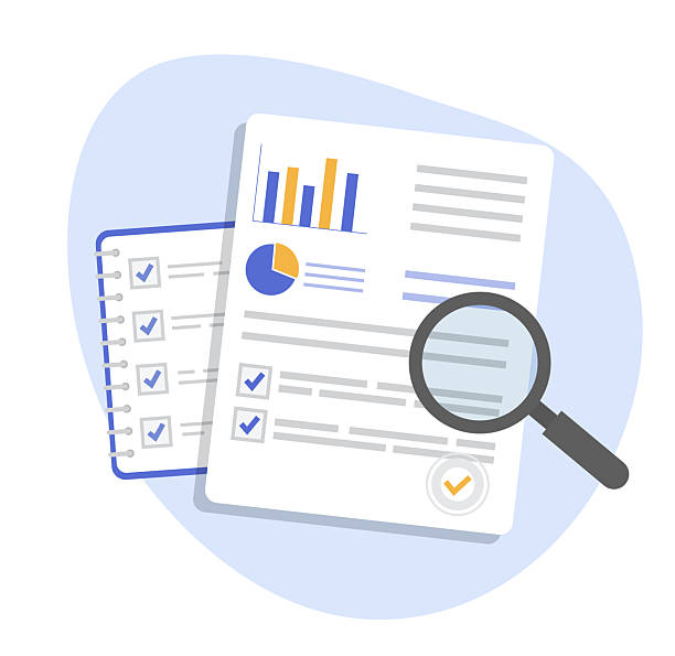Auditing and business analysis concept,auditing tax process, vector illustration Auditing and business analysis concept,auditing tax process, vector illustration report document stock illustrations