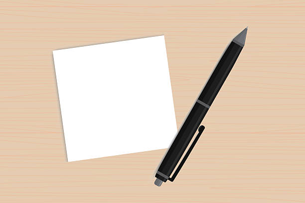 istock WhiteWhite paper, note sheet and black pen on wooden table. Pen with stack of sticky notes, top view. Copy space for writing message using as memo, text, reminder or record idea. 2234676016
