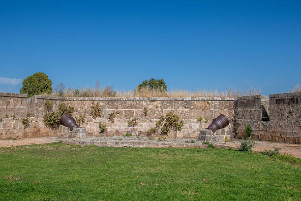 Napolean's cannons on the Eastern Wall Promenade in Acre, Akko in Israel.