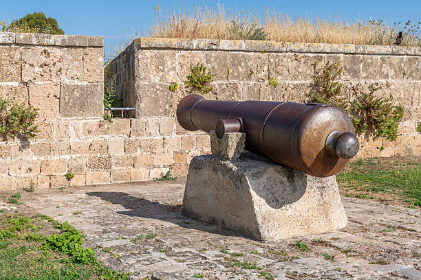 istock A formidable cannon rests steadfastly against the ancient stone fortifications of Acre, Israel 2234680563