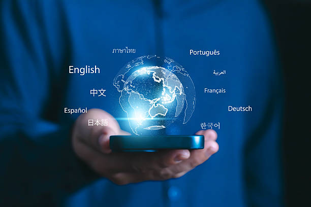 istock Global multilingual communication with a digital world map and languages including English, Chinese, Spanish, Thai, German, French, Arabic, Portuguese, Korean, and Japanese business technology, 2234682726
