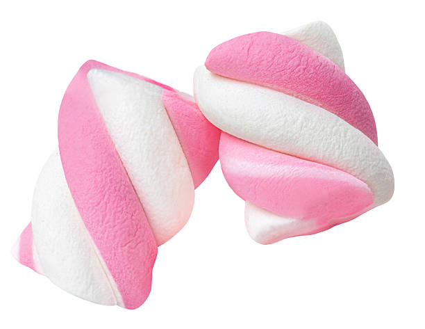 istock Marshmallow isolated flying on white background. Twisted colorful marshmallow Candy Levitating in air 2234687144