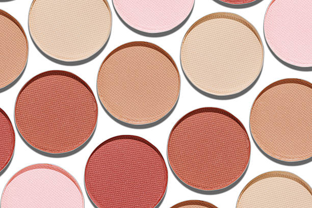 istock Cosmetics texture pattern, Neutral brown beige eye shadow makeup palette, round eye powder swatches. Female cosmetic and beauty products, aesthetic minimal beauty photo, natural eyeshade, top view 2234687281