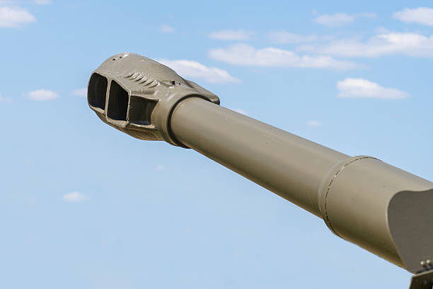 Old Soviet 152 mm towed D-20 gun-howitzer barrel