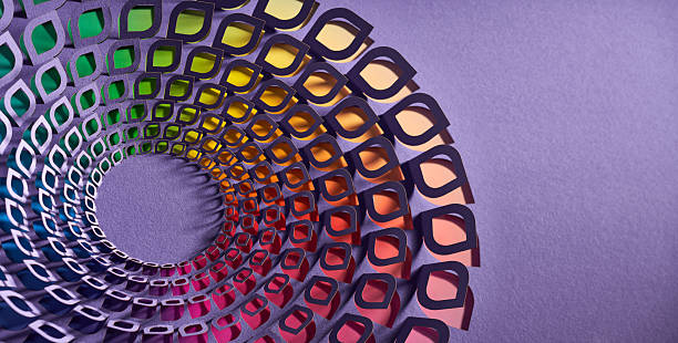 istock Colorful Spiral Paper Cutout in Abstract Geometric Circular Vortex Composition 2234698623