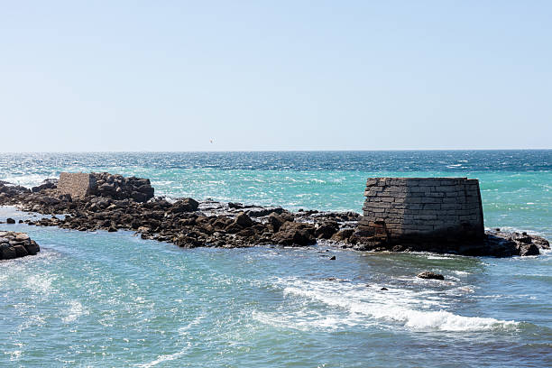 Waves crashing the rocks of a hill in the Atlantic ocean from North west of Spain