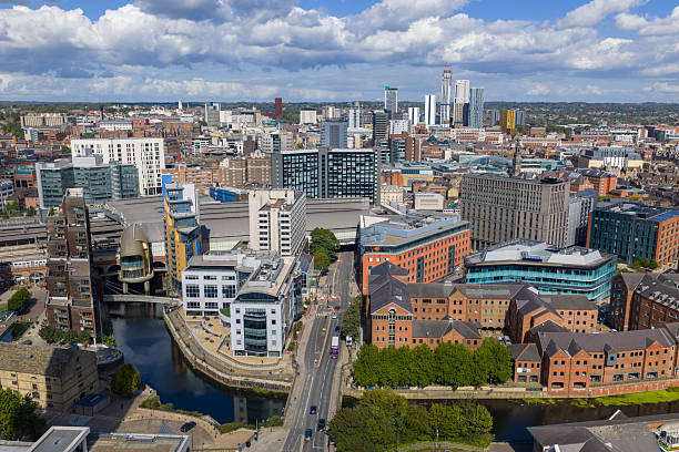 istock Leeds Skyline with River Aire and Modern Offices – Aerial Image 2234714359