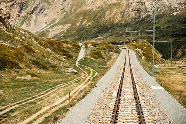 istock Train Railroad through the Swiss Alps 2234721073