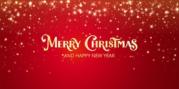 istock Merry Christmas lettering with golden glitter lights and sparkles on red background. Festive holiday design for greeting cards, invitations, banners, posters, and winter celebration. 2234721396