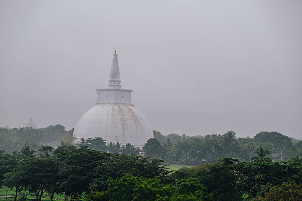 Temple in tropical rainforest and mist, Anuradhapura