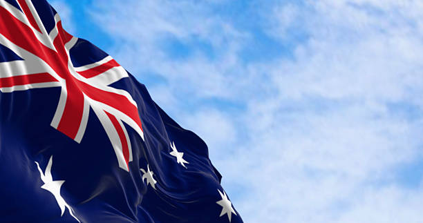istock Australia national flag waving in the wind 2234742417
