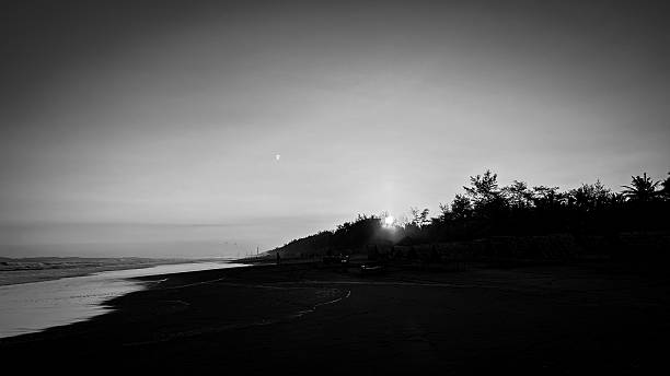 istock Black and white Sunset Over Tropical Beach Landscape 2234744617