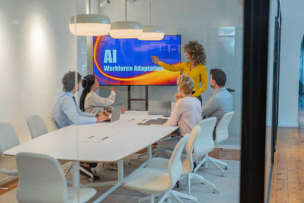 istock Business team discussing ai workforce adaptation in modern office 2234756533