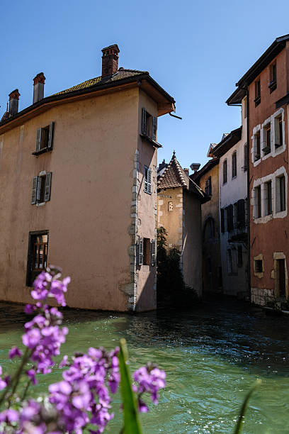 View along canal and buildings, Annecy