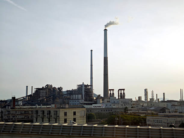 Factory in Shūnan, a city located in south-central Yamaguchi Prefecture, bordered by the Seto Inland Sea to the south. The coastal area is part of the Seto Industrial Complex, with many chemical plants, refineries and heavy industry.