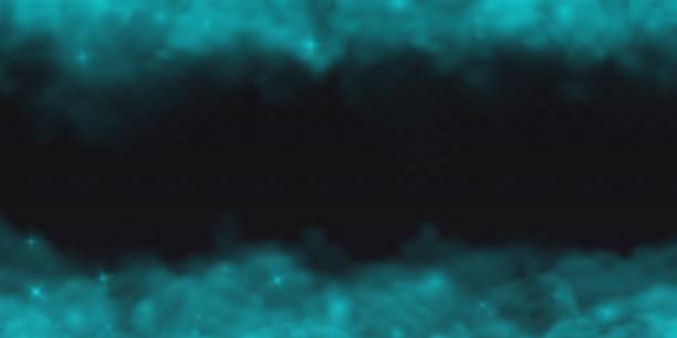 istock Blue Fog effect with sparkle on the upper and lower border on transparent dark background. 2234806294