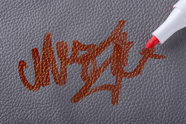 The leather surface shows intricate texture as the cleaning care. Daily stains concept.