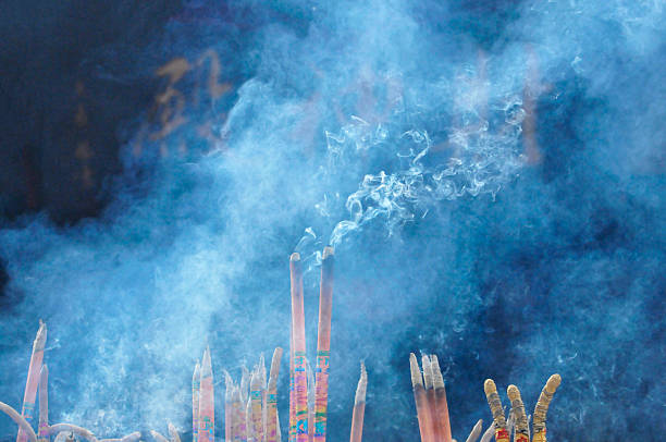Burning incense in Chinese temple